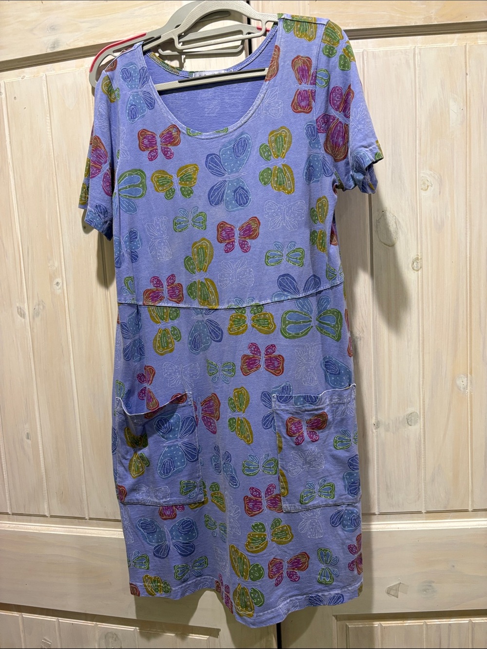 fresh produce Lavender Butterfly-Print Midi Dress with Pockets